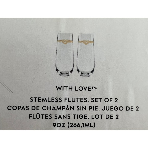 Kate Spade Stemless Champaign glasses Gold hearts set of 2 NEW in box - Picture 4 of 6